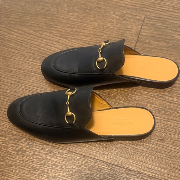 Gucci Black Mules with Gold Detail - Picture 3 of 5